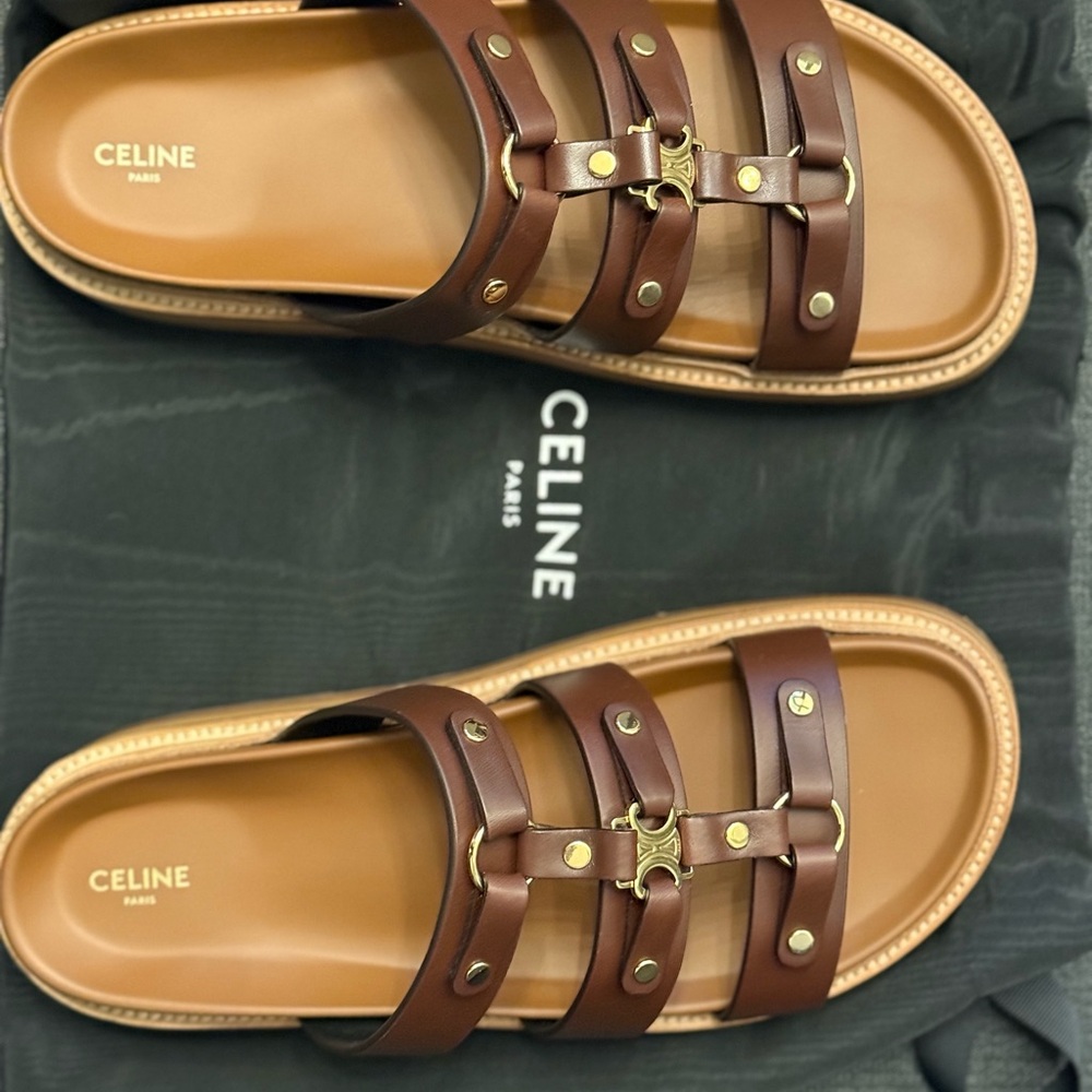Celine Tippi Slide Dark Brown